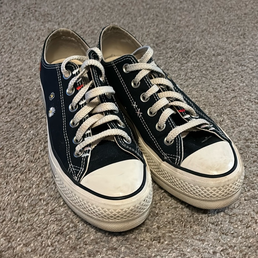 Black Converse with Floral Design